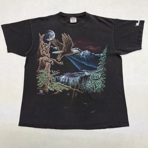 Stand out designs Other - VTG 1993 Stand Out Designs Hidden Eagle Tee XL‎ Black American Eagle Nature